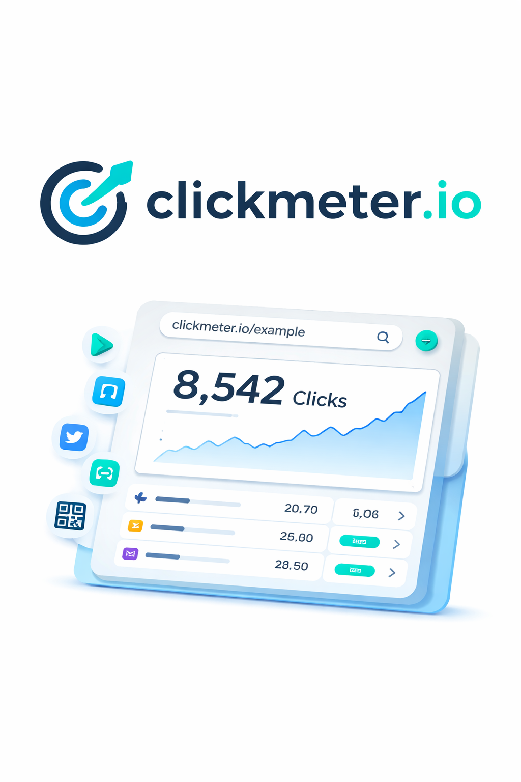 ClickMeter.io dashboard showing link click counts and traffic tracking